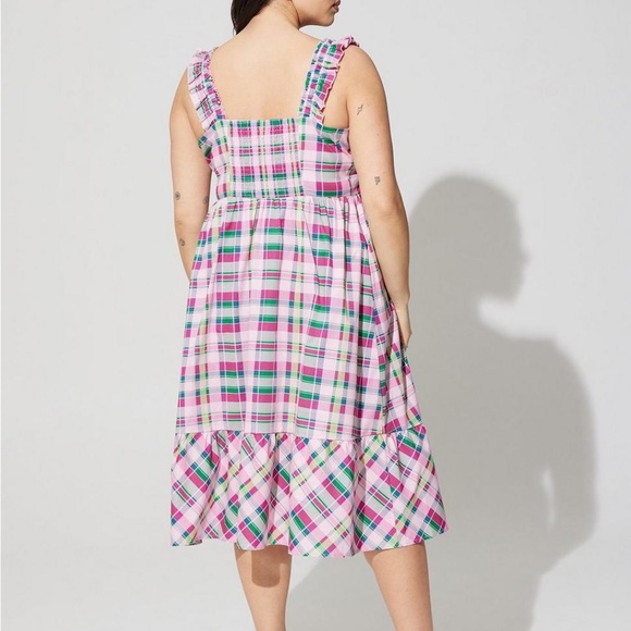 Torrid Poplin Tiered Ruffle Strap Dress - Plus Size 0 - Picture 3 of 12